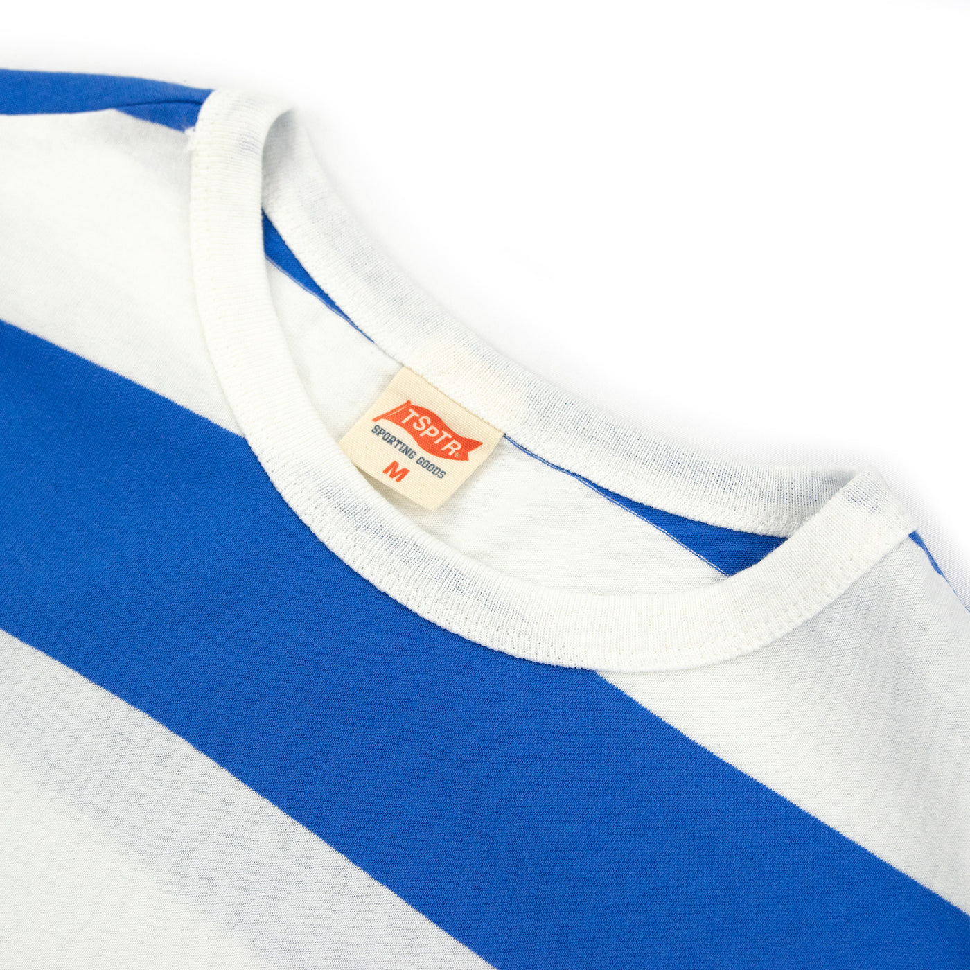 TSPTR Border Stripe T-Shirt White and Royal Blue CREW NECK
