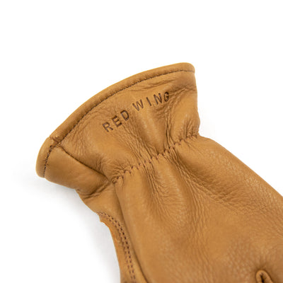 Red Wing Lined Buckskin Leather Gloves Nutmeg Made in USA Detail