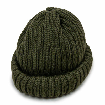 Connor Reilly Wool Watch Cap Dark Olive Made In England FRONT 