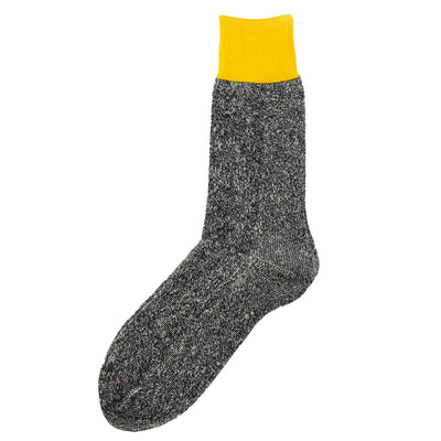 Rototo Double Face Crew Socks Silk Yellow / Charcoal