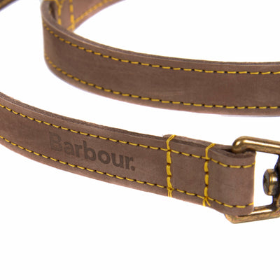 Barbour Leather Dog Lead Brown Logo