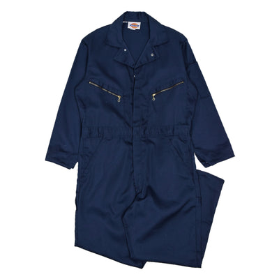 Vintage Dickies Workwear Coverall Navy Blue Cotton Blend Boiler Suit S / M-FRONT 