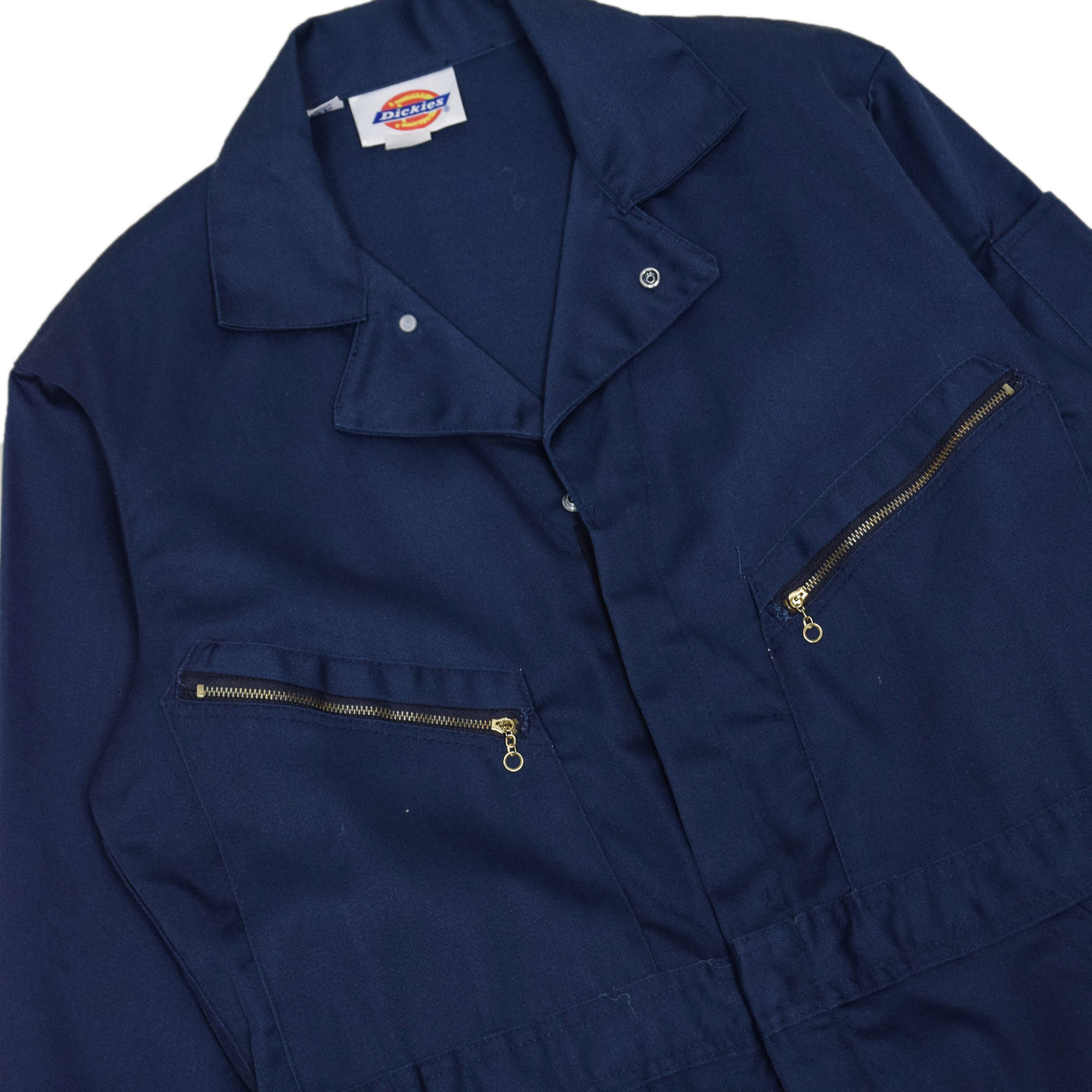 Vintage Dickies Workwear Coverall Navy Blue Cotton Blend Boiler Suit S / M-FRONT DETAIL