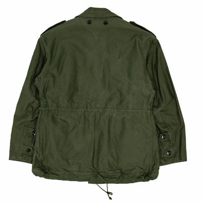 Vintage 80s Seyntex Green Dutch Army Cotton Military Field Jacket Small BACK