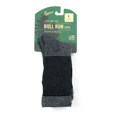 Danner Bull Run Lightweight Technical Merino Sock Black / Grey FRONT SHOT