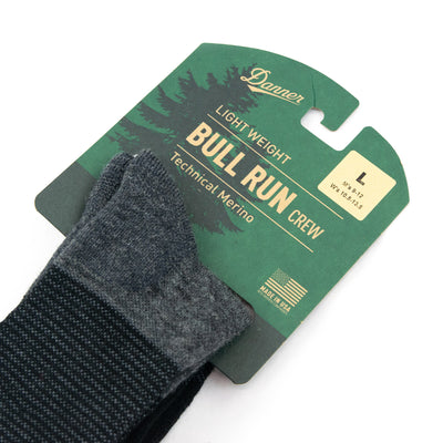 Danner Bull Run Lightweight Technical Merino Sock Black / Grey PACKAGING