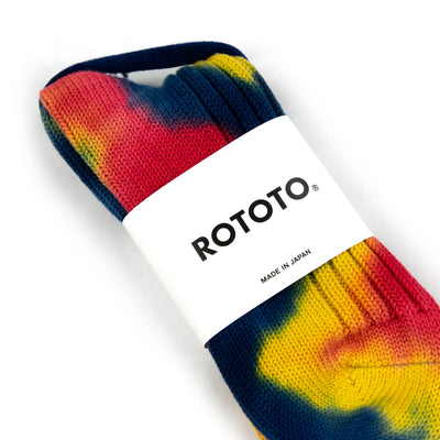 Rototo Chunky Ribbed Sock Tie Dye Red / Blue Label
