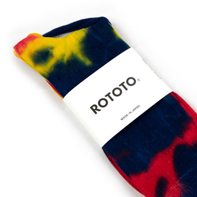 Rototo Tie-Dye Formal Crew Socks Red / Blue Label