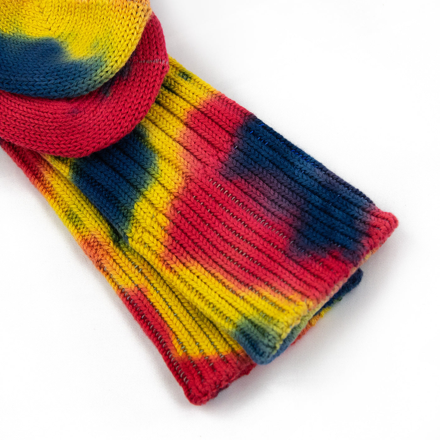 Rototo Chunky Ribbed Sock Tie Dye Red / Blue Cuff