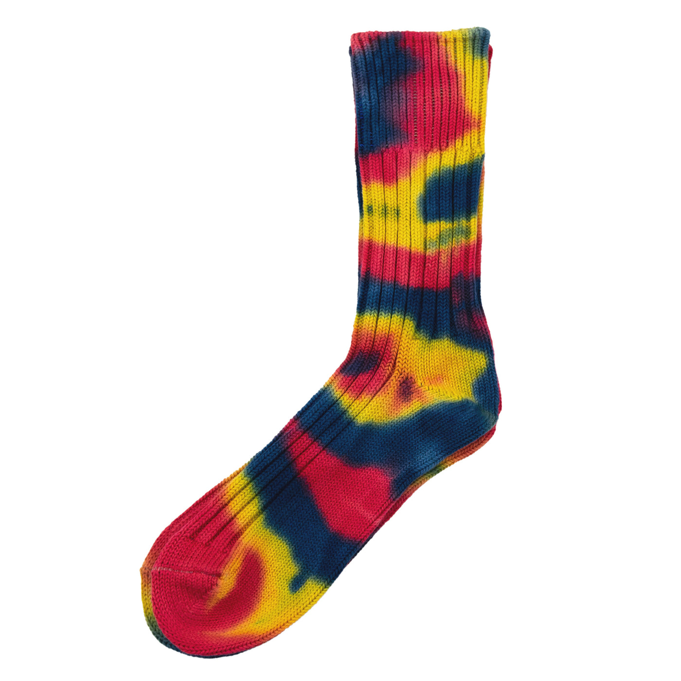 Rototo Chunky Ribbed Sock Tie Dye Red / Blue