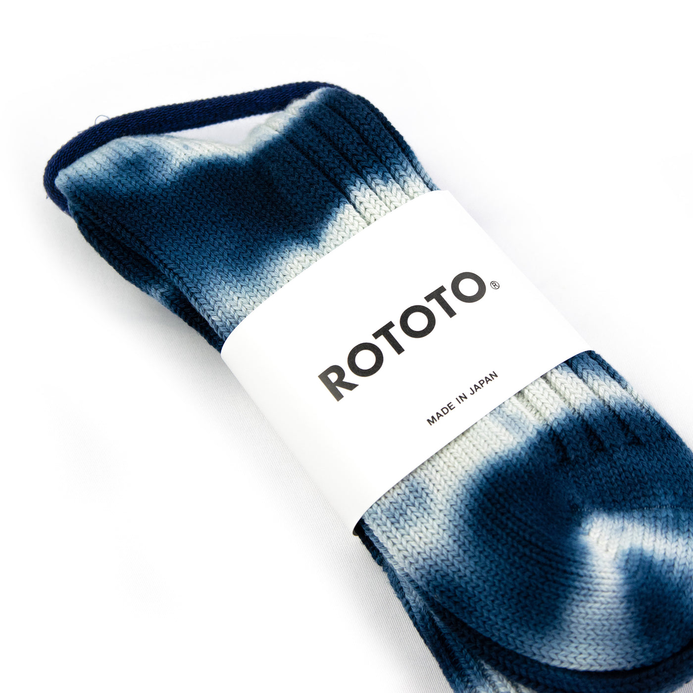Rototo Chunky Ribbed Sock Tie Dye Navy / White Label