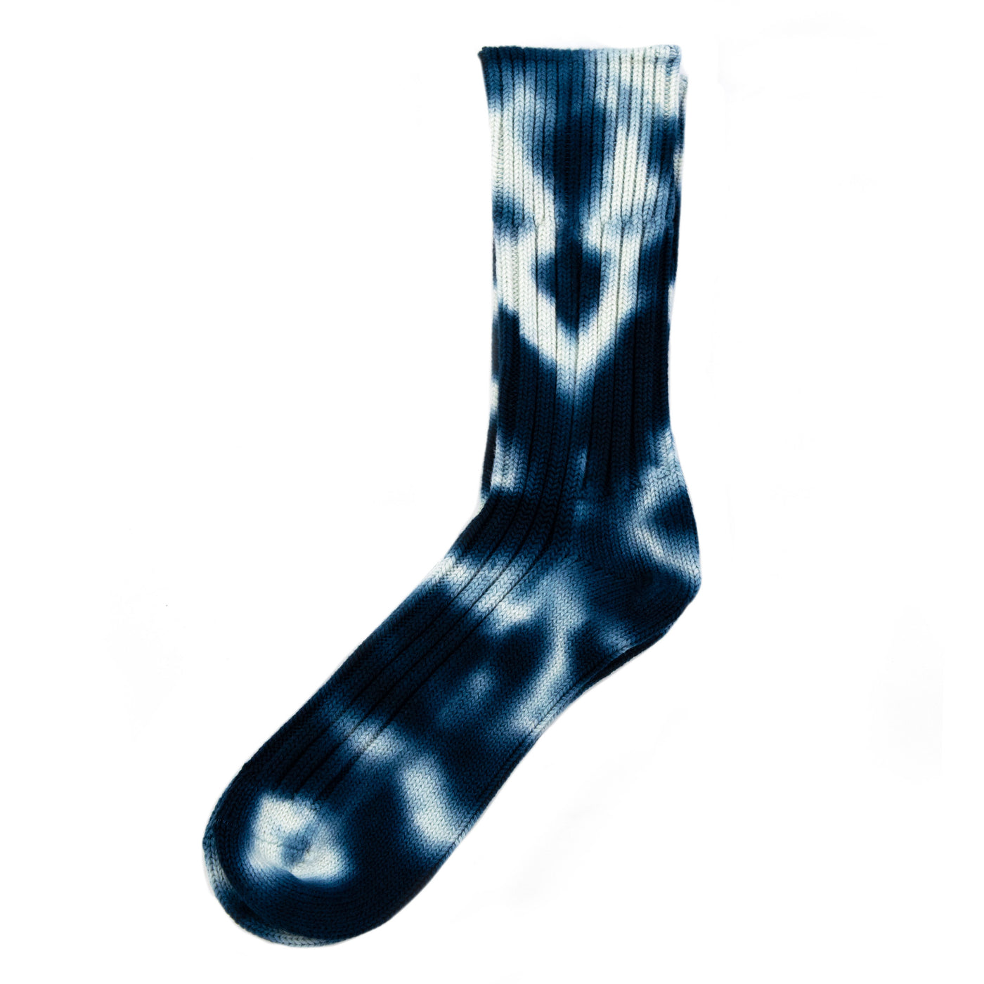 Rototo Chunky Ribbed Sock Tie Dye Navy / White 
