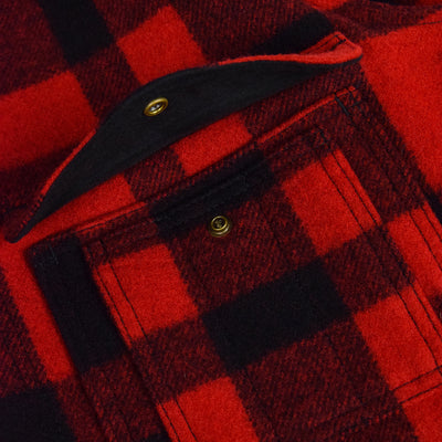 Filson Mackinaw Wool Cruiser Jacket Red Black POCKET DETAIL