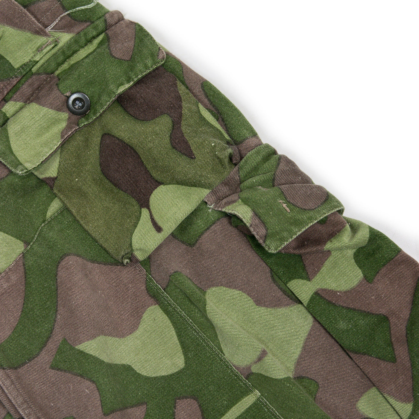 Vintage 80s Military Finnish Army Camo Mountain Field Trousers Reversible 36 W pocket detail