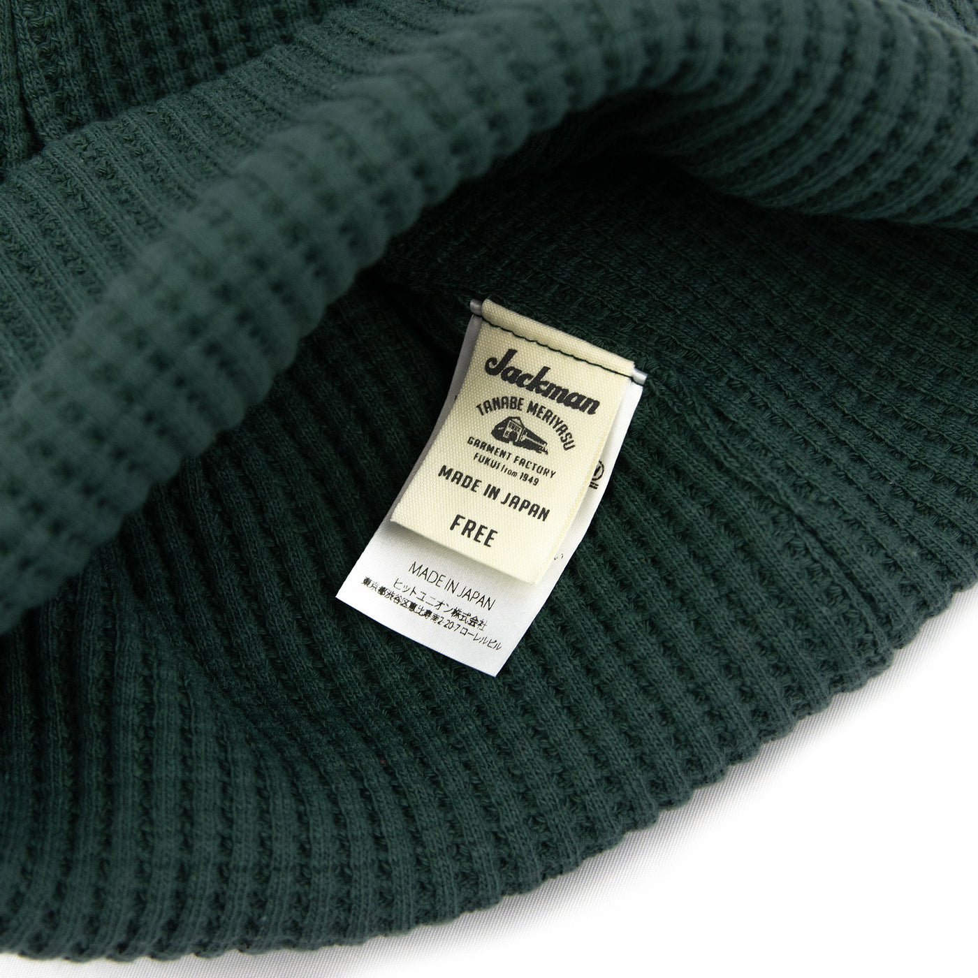 Jackman Waffle Knit Cap Ivy Green label