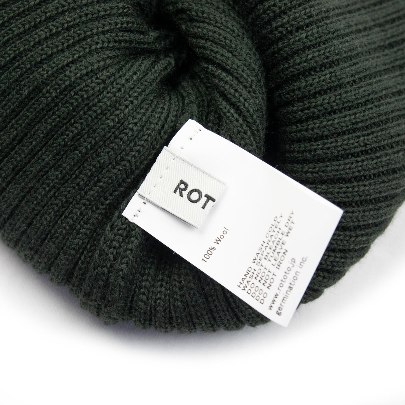 Rototo Extra Fine Merino Wool Beanie Dark Green Made in Japan CARE LABEL