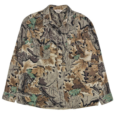 Vintage Walls Tree Leaf Camo Hunting Shooting Cotton Long Sleeve Shirt XL / XXL front
