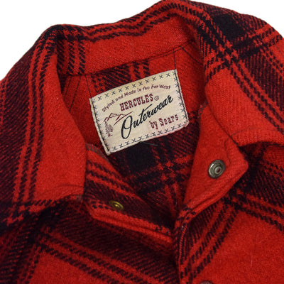 Vintage 50s Hercules by Sears Wool Double Mackinaw Hunting Plaid Jacket S LABEL