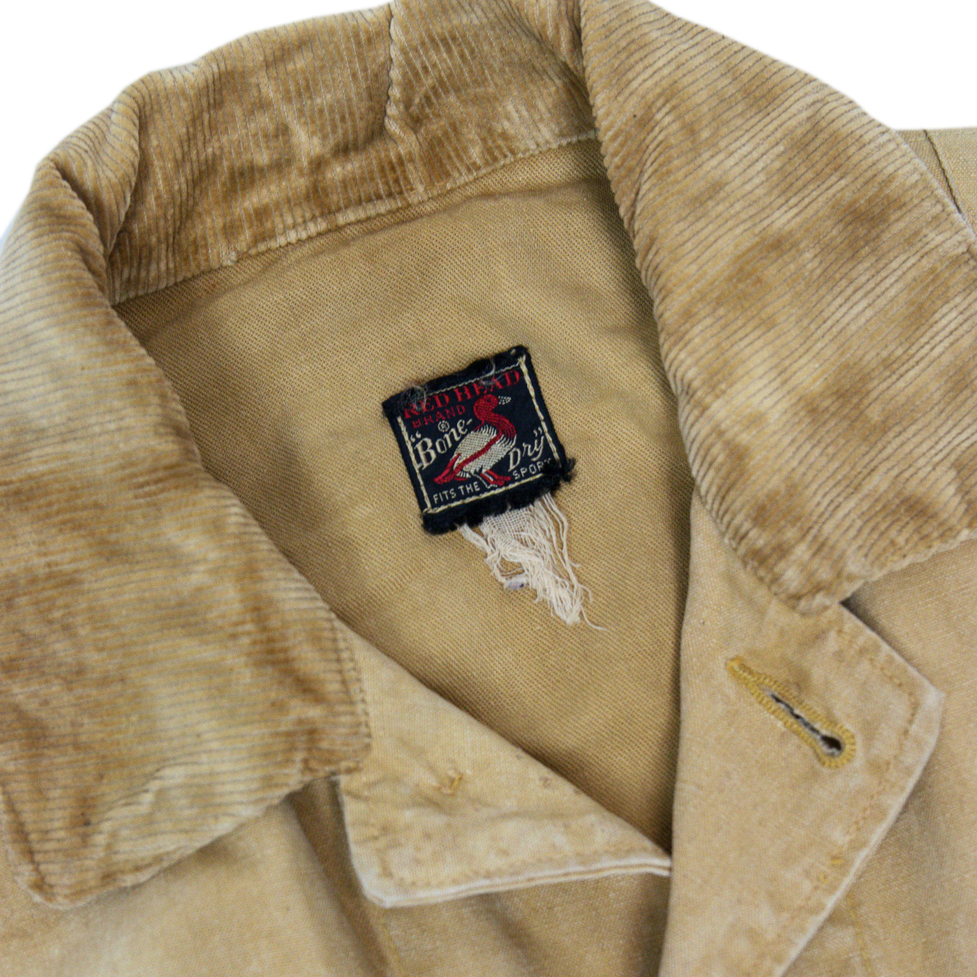 Vintage 50s Red Head Hunting Brown Canvas Shooting Field Jacket USA Made S / M collar