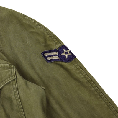 Vintage 60s Vietnam USAF Men's Wind Resistant Cotton Sateen Field Jacket S Reg arm badge