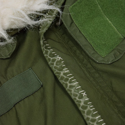Vintage 70s US Military Darned Fine Reworked M-65 Fishtail Parka Small Oversized stitch detail