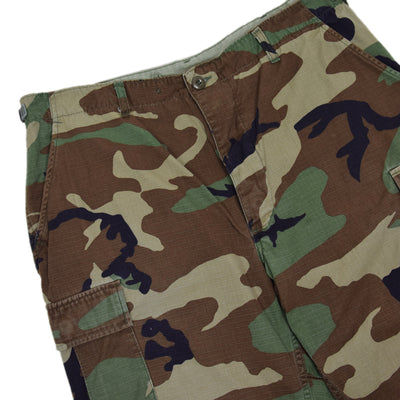 Vintage US Army Camo Hot Weather Combat Ripstop Field Trousers L Reg front detail