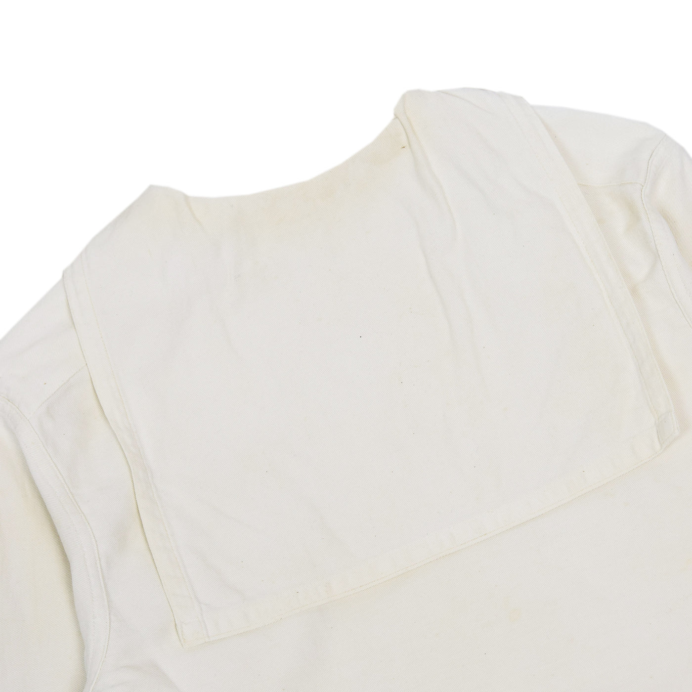 Vintage WWII US Navy Cracker Jack Military Wool Shirt White XS back detail