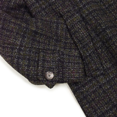 Vintage Dunn & Co Herringbone Overcoat Black / Grey Made in England XL cuff