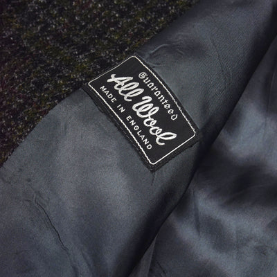 Vintage Dunn & Co Herringbone Overcoat Black / Grey Made in England XL label