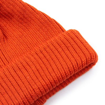 Rototo Extra Fine Merino Wool Beanie Orange RIB DETAIL