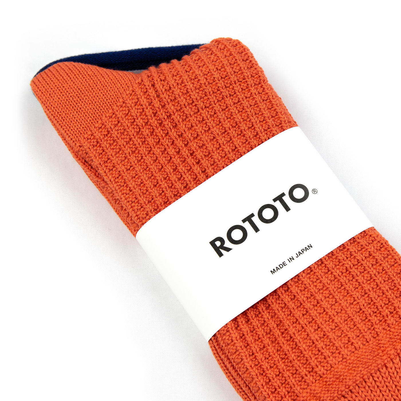 Rototo Cotton Waffle Crew Socks Orange Branding