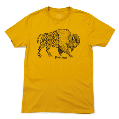 Pendleton Jacquard Bison Printed Graphic T-shirt Antique Gold Yellow Front