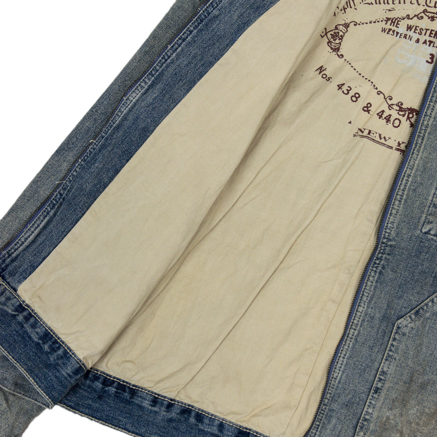 Ralph Lauren Distressed Washed Workwear Style Denim Jacket XL internal