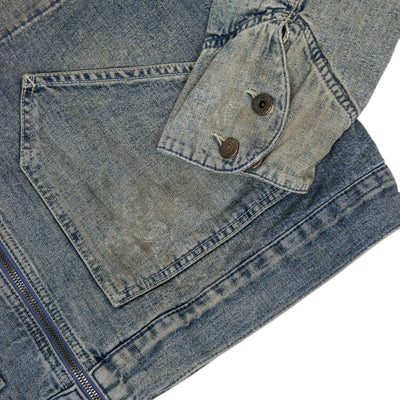 Ralph Lauren Distressed Washed Workwear Style Denim Jacket XL cuff