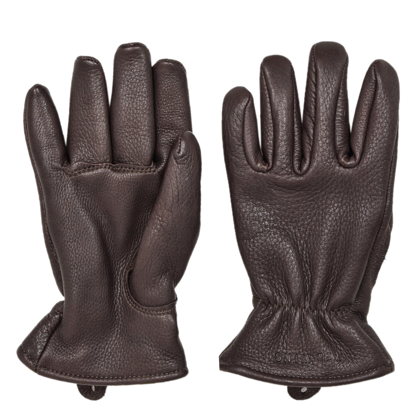 Red Wing Lined Buckskin Leather Gloves Brown FRONT AND BACK