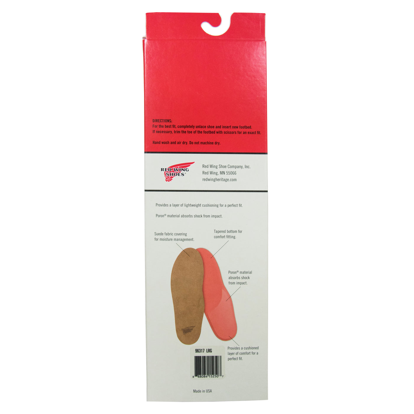 Red Wing Shaped Comfort Footbed BOX DETAILS