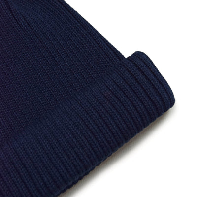 Rototo Cotton Roll Up Beanie Navy knit detail