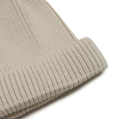 Rototo Cotton Roll Up Beanie Ivory knit detail