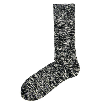Rototo Low Gauge Slub Socks Black Made In Japan FRONT 
