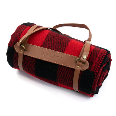 Pendleton Motor Robe with Leather Carrier Red / Black 