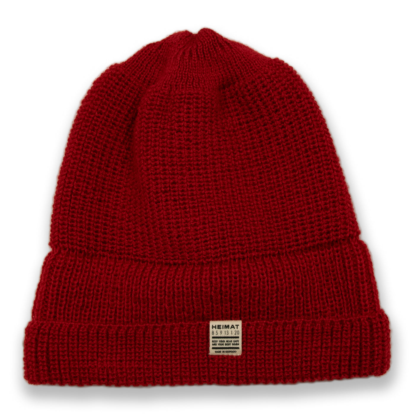 Heimat Wool Mechanics Hat Safety Red  ROLLED DOWN