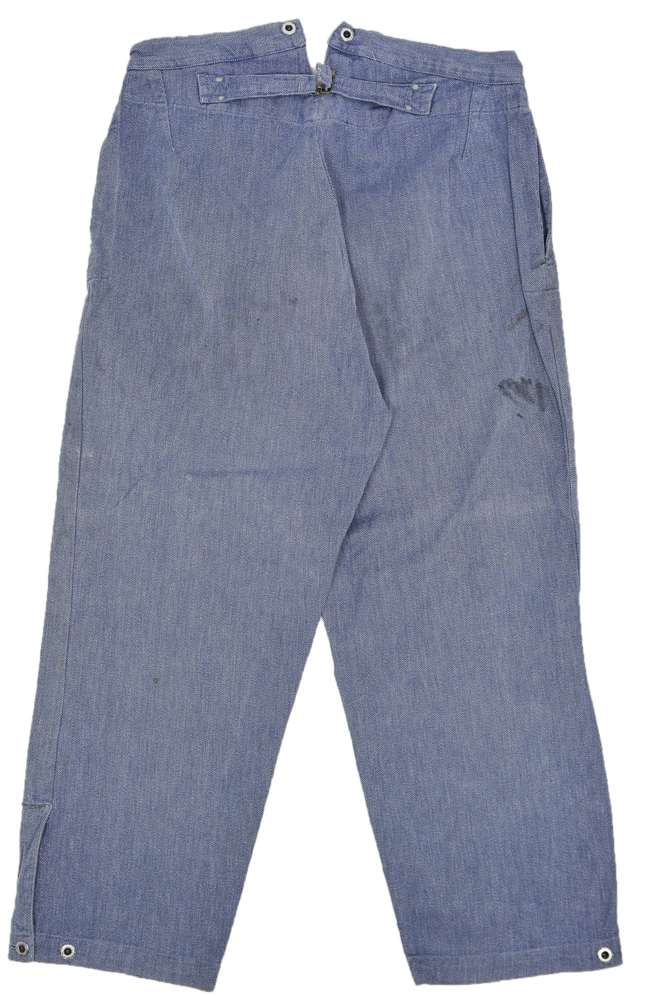 Vintage 60s Swiss Army Salt & Pepper Denim Fatigue Prison Pants L / XL back
