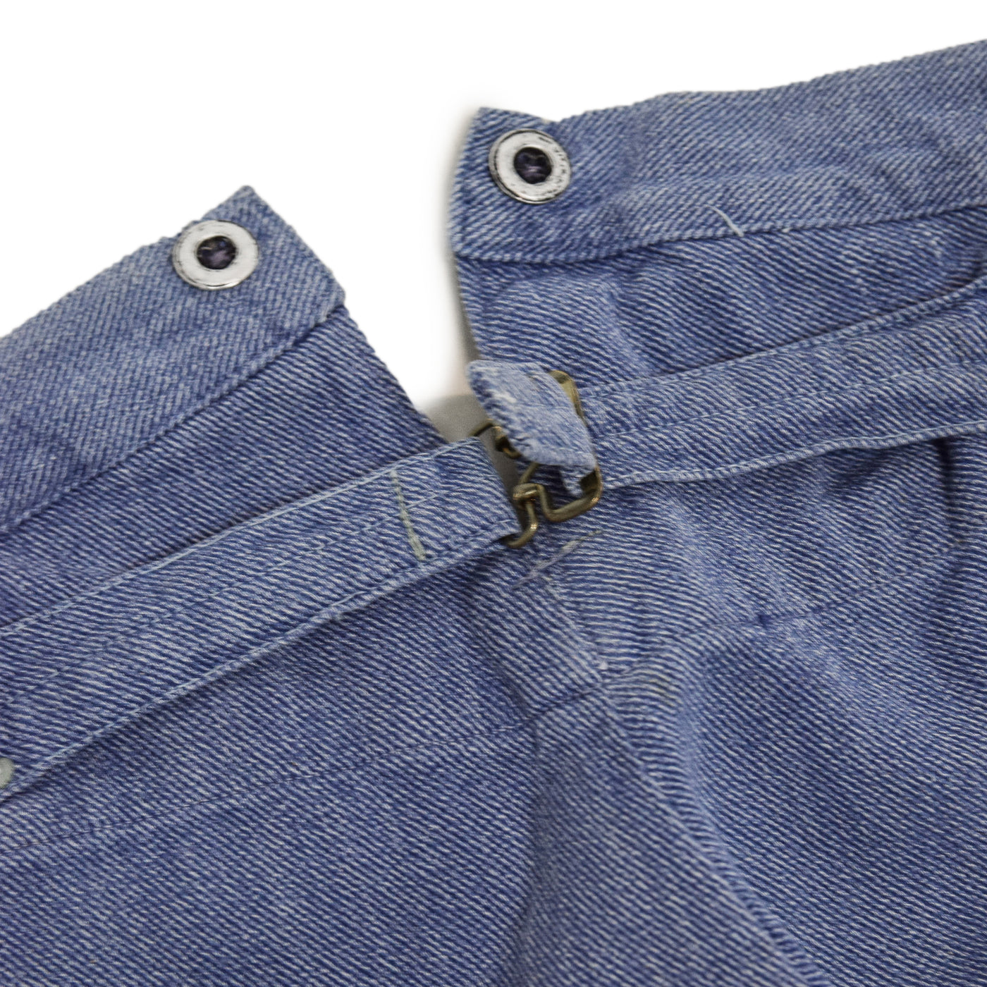 Vintage 60s Swiss Army Salt & Pepper Denim Fatigue Prison Pants L / XL cinch waist