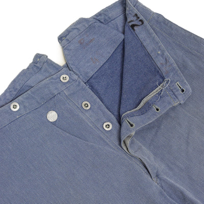Vintage 60s Swiss Army Salt & Pepper Denim Fatigue Prison Pants M / L button detail