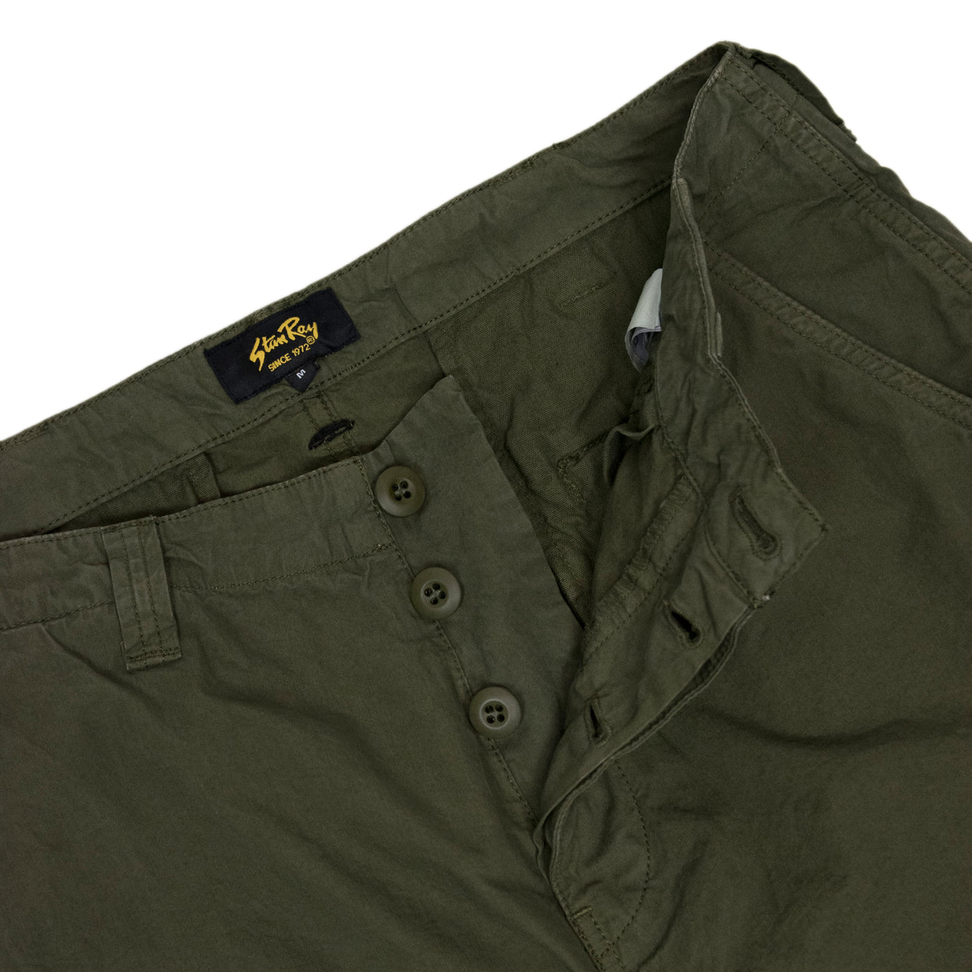 Stan Ray Olive Poplin Cargo Pant Trouser BUTTON FRONT