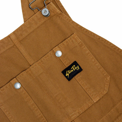 Stan Ray Earls Bib Dungarees Brown Duck  FRONT DETAIL