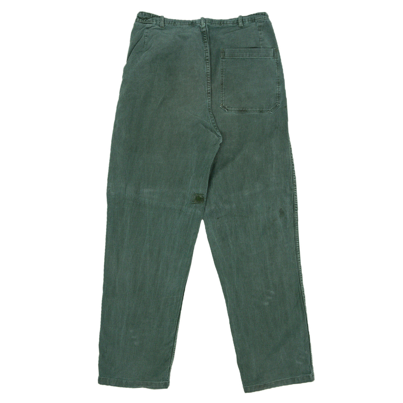 Vintage 70s Distressed Swedish Military Field Trousers Worker Style Green 30 W back