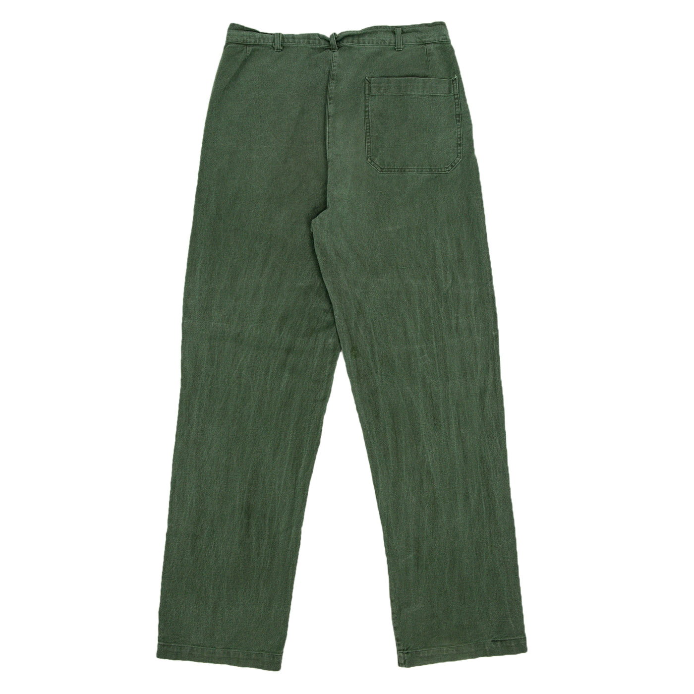 Vintage 70s Distressed Swedish Military Field Trousers Worker Style Green 30 W back