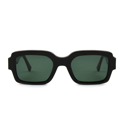 Monokel Apollo Black Sunglasses Green Solid Lens Front