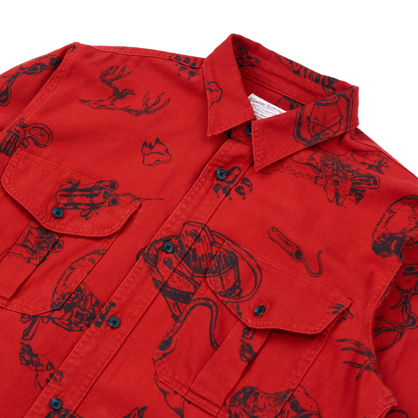 Filson Vintage Wash Alaskan Guide Shirt 'Freddy Cats Yukon Ro' Collar